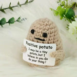 Charger l&#39;image dans la galerie, New Positive Energy Potato Hug Pocket Mini Handmade Plush Wool Knitting Doll with Card Funny Christams Gift Home Room Decoration
