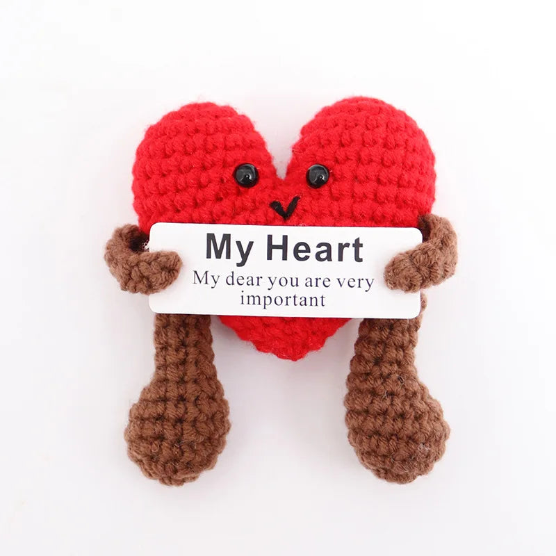 New Positive Energy Potato Hug Pocket Mini Handmade Plush Wool Knitting Doll with Card Funny Christams Gift Home Room Decoration