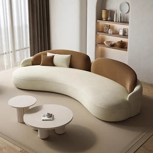 Unusual Curved Sofa Nordic Mid Century Full Body Light Luxury Large Couch Foam Sponge Relax Canape Salon Living Room Furniture