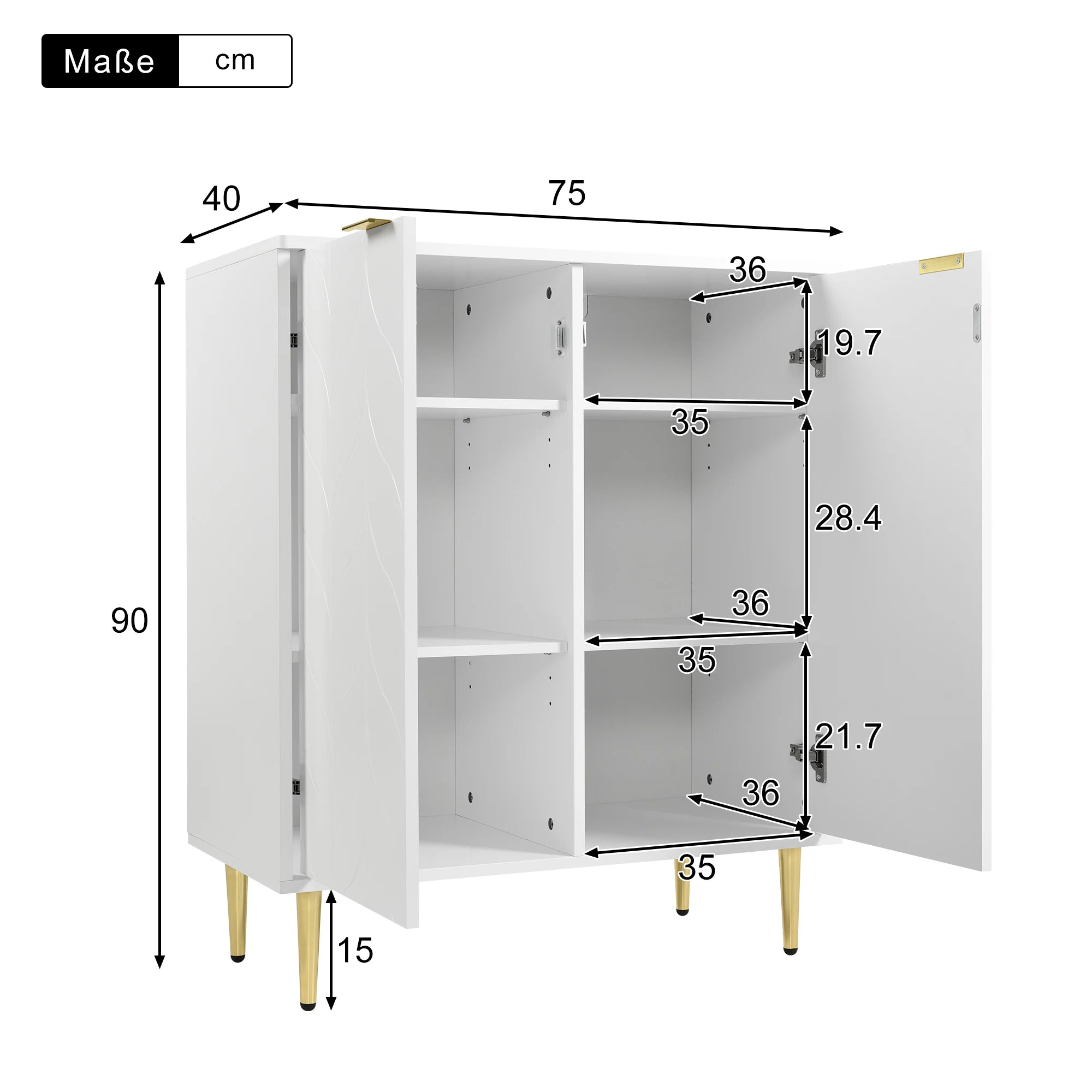 2 Doors Dresser Hallway Cabinet living room Bathroom Bedroom Plated Feet Handle Floral Pattern Lacquered Sideboard