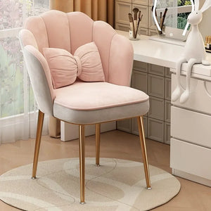 Warming Makeup Chair Velvet Accent Chair Shell Shape Vanity Chairs with Metal Legs Height Adjustable living room dining room