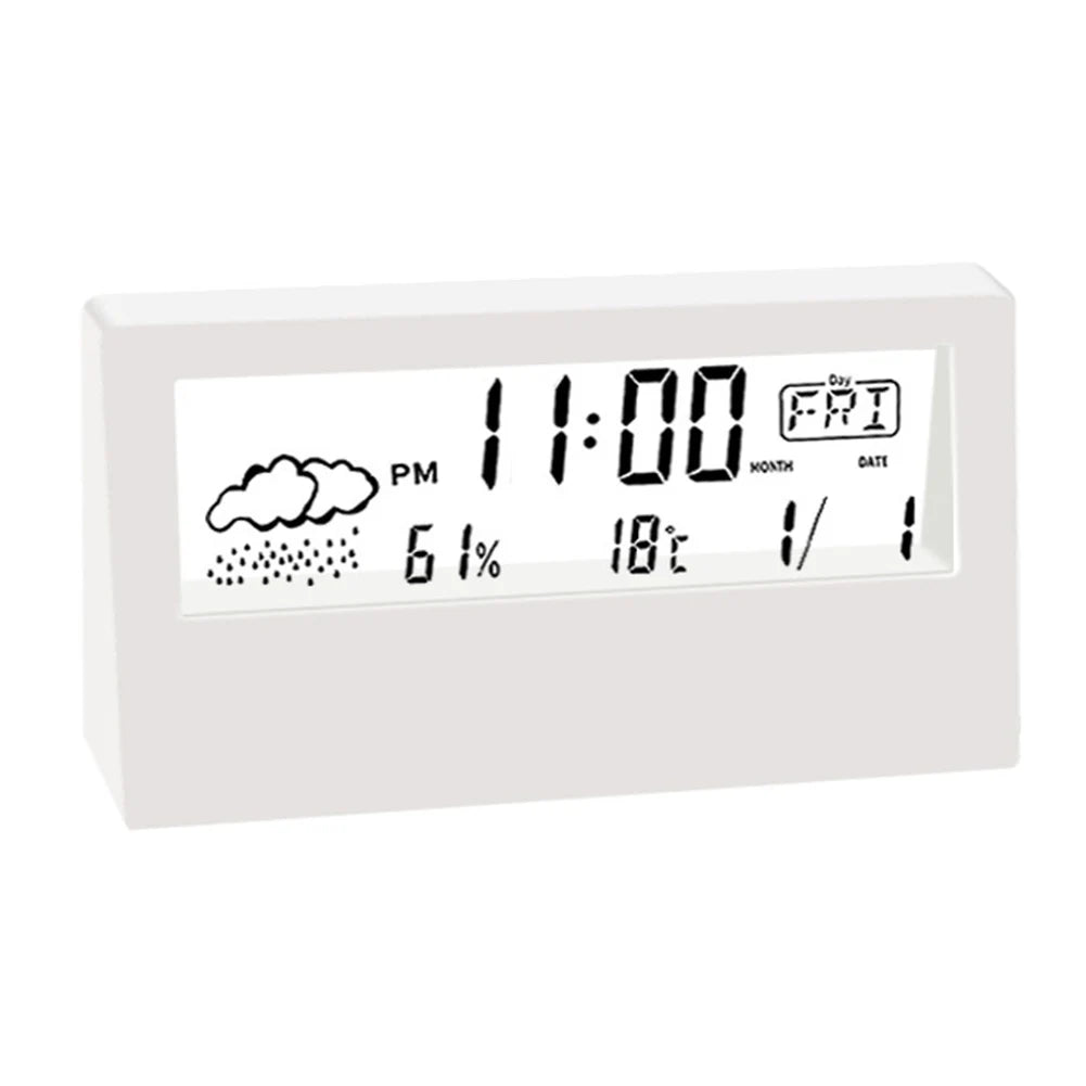 Thermo-Hygrometer Clock Creative Weather Display Electronic Alarm CLock Desktop Table Decor For Living Room Bedroom