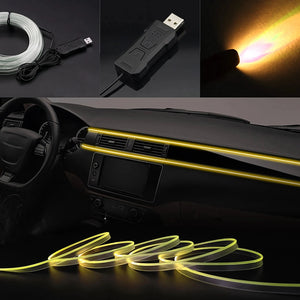 2/3/4/5M RGB Car Interior Ambient LED Light Strip Invisible USB Fiber Optic Atmosphere Lamp Support APP Control