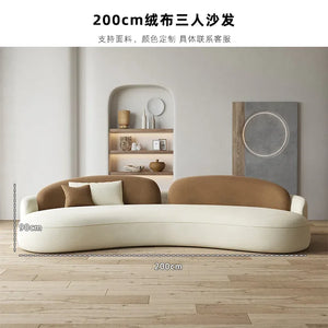 Unusual Curved Sofa Nordic Mid Century Full Body Light Luxury Large Couch Foam Sponge Relax Canape Salon Living Room Furniture