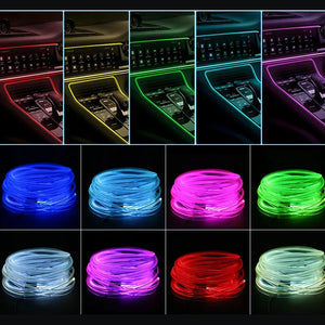 2/3/4/5M RGB Car Interior Ambient LED Light Strip Invisible USB Fiber Optic Atmosphere Lamp Support APP Control