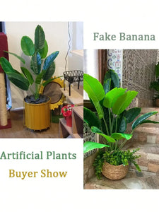 Artificial Plants Large Tropical Palm Tree Fake Banana Plants Leaves Real Touch Plastic Monstera Plant for Home Garden Decor