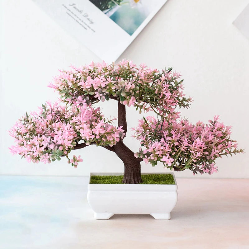 Artificial Plants Bonsai Small Tree Pot Fake Plant Flowers Potted Ornaments For Garden Decor Home Room Table Decor