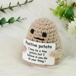 Charger l&#39;image dans la galerie, New Positive Energy Potato Hug Pocket Mini Handmade Plush Wool Knitting Doll with Card Funny Christams Gift Home Room Decoration
