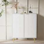 Charger l&#39;image dans la galerie, 2 Doors Dresser Hallway Cabinet living room Bathroom Bedroom Plated Feet Handle Floral Pattern Lacquered Sideboard
