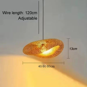 Bamboo Hand Weaving Pendant Lights 40/60/80cm Hanging LED Ceiling Lamp Chandelier Fixture Rattan Hand Craft Woven Bedroom Decor