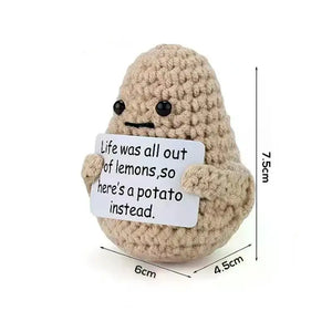 New Positive Energy Potato Hug Pocket Mini Handmade Plush Wool Knitting Doll with Card Funny Christams Gift Home Room Decoration