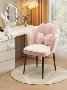 Warming Makeup Chair Velvet Accent Chair Shell Shape Vanity Chairs with Metal Legs Height Adjustable living room dining room